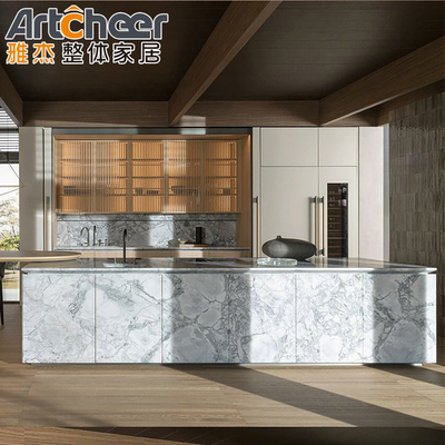 comprare Moderno e elegante armadietto da cucina con rivestimento di quercia leggera stratificato e dimensioni personalizzabili fabbricazione online