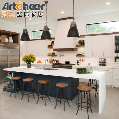 comprare 2023 Dimensioni personalizzate Moderno armadio da cucina in cartone di melamina con interno da tavolo isola fabbricazione online