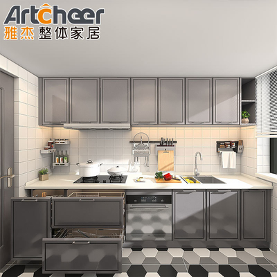 comprare Moderno elegante armadio da cucina in legno massello con bordi da tavolo bullnose stratificati fabbricazione online