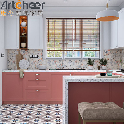 comprare High End Knock Down Design Armadi da cucina rosa Armadi da base a tipografia discontinuati fabbricazione online