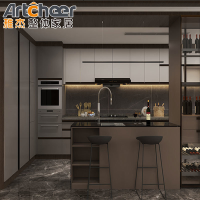 comprare Moderno armadio da cucina in acero e armadio da parete Set modulare / RTA dimensioni personalizzate fabbricazione online