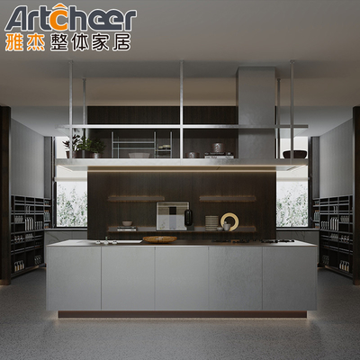 comprare Arredamento di cucina in legno massello Arredamento di cucina moderno con lusso Isola di cucina Set di mobili di design libero fabbricazione online