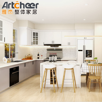 comprare Materiale di grado E0 Armadi di legno personalizzati per unità di progettazione di cucine moderne complete fabbricazione online
