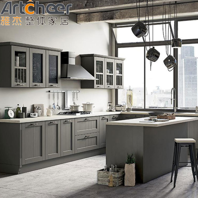 comprare Disegni di lusso in stile americano Armadi di cucina in legno massello con armadi della dispensa fabbricazione online