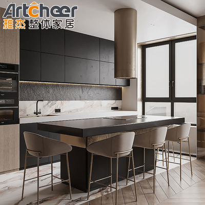 comprare Armadi da cucina in legno di design contemporaneo con tavolo isolato e materiale di grado E1 fabbricazione online