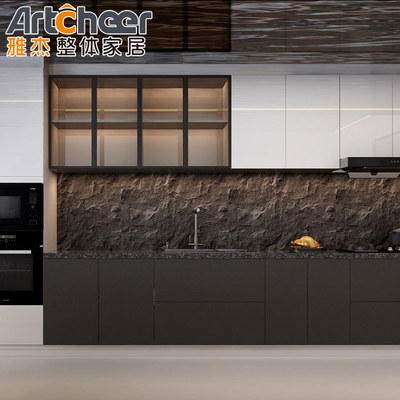 comprare Armadio da cucina in legno massello in stile americano con copertura in quarzo e materiale per porte in MDF fabbricazione online