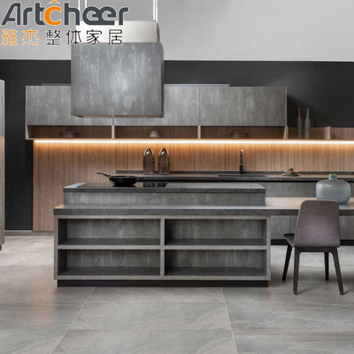 comprare E0 Grade Materiale Armadi da cucina con marmo grigio scuro Look Finish E Isola Tavolo fabbricazione online