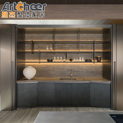 comprare Isole personalizzate e portiere in legno Melamina Cucina con design moderno fabbricazione online
