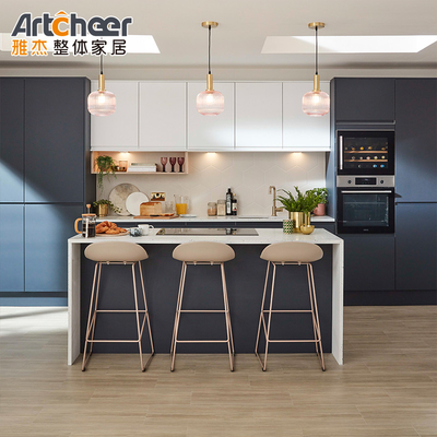 comprare RTA Dimensione Melamina Legno stratificato Grano e lacca Finitura Armadio da cucina senza maniglia fabbricazione online
