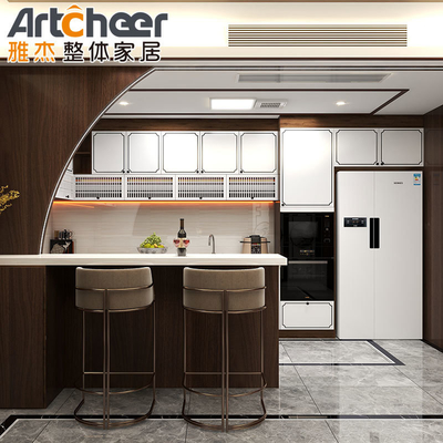 comprare Moderni armadi da cucina in lacca bianca realizzati con finitura opaca e materiale di grado E1 fabbricazione online