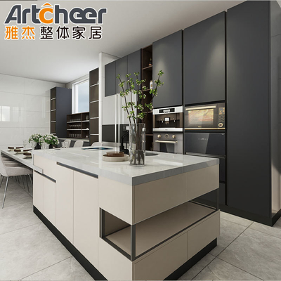 comprare Australia Standard HPL/HPDL Armadi da cucina Moderna Isola Modulare Black Melamine Design fabbricazione online