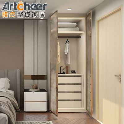 comprare Moderno stile di parete in legno camminare in guardaroba sistema di ripostiglio armadio per la progettazione della camera da letto fabbricazione online