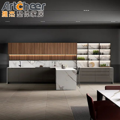 comprare Mobili da cucina moderni Grigio Melamina Armadio a forma di L Set con armadio della dispensa fabbricazione online
