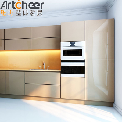 comprare Stile di design contemporaneo Alta lucentezza Lacca Moderna Armadio da Parete Cucina Bianco E Grigio fabbricazione online