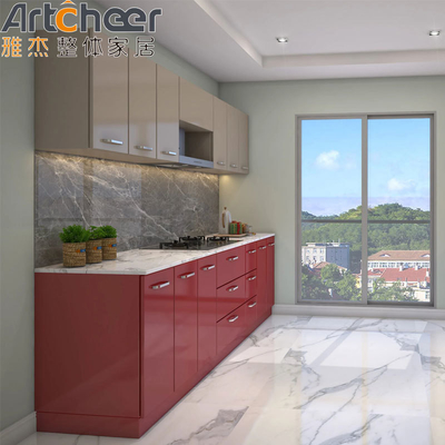 comprare Arredamento in compensato Arredamento da cucina grigio brillante resistente con finitura in lacca fabbricazione online