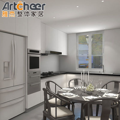 Armadietti da cucina in stile Shaker in legno massello prefabbricati e resistenti con bancone a bordo a raggio