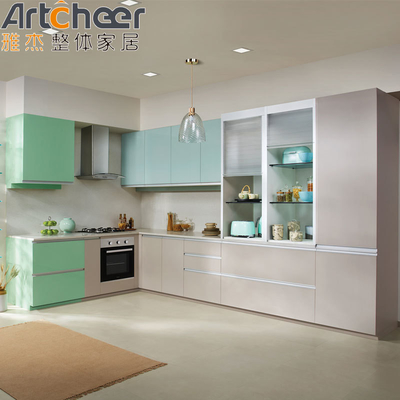Armadietti da cucina modulari con bordi di bancone bullnose stratificati in bianco australiano