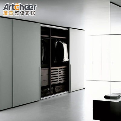 Arredamento per camera da letto Abbigliamento bianco moderno Armadio con magazzino Parete Disegno Porta scorrevole